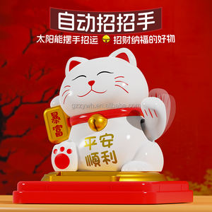 3.5 pouces décor à la maison <span class=keywords><strong>chat</strong></span> chanceux Statue Maneki Neko Figurine secouant la main voiture bureau pendaison de crémaillère cadeau de noël plastiques Statuette - Product Image 4