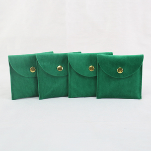 8x8cm Black Faux Pu Leather Suede Jewelry Pouch Velvet <b>Envelope</b> Pouch with Button Microfiber Jewelry Bag in Stock - Product Image 2