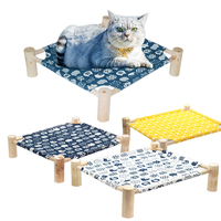 Lit pour chat, lit d'extérieur universel pour animaux de compagnie, hamacs amovibles et respirants pour chat, petit chien, cadre en bois durable, lits en toile