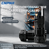 Raccord de conduit flexible isolant ignifuge double fonction IP68 en nylon PA66 à connexion rapide par enfouissement pour câble