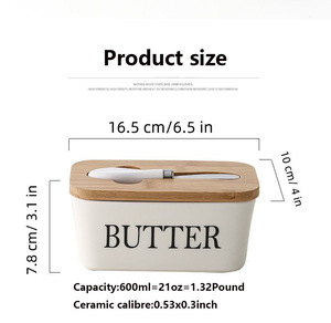 Amz hotselling gốm sứ bơ thủ môn container chủ với dao bơ món ăn với nắp cho truy cập - Product Image 4