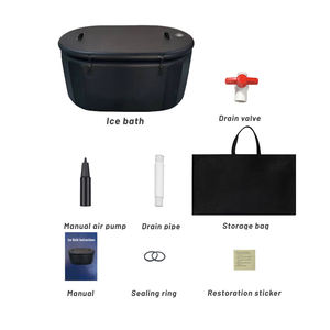 Etiquetas personalizables Vanace, baño de hielo de 700L, bañera de hielo ovalada negra para una sola persona, inmersión fría para recuperación de Fitness deportivo - Product Image 5