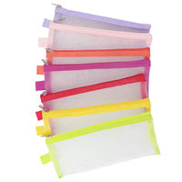Estuche de lápices de malla de nailon transparente A6 y bolsa de maquillaje con cierre de cremallera Material PP para almacenamiento de documentos escolares