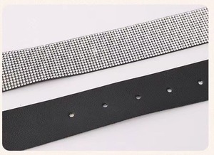 Cinture di Lusso per Donne in Pelle PU Brillante con Diamanti, <span class=keywords><strong>Cintura</strong></span> Western Scintillante <span class=keywords><strong>Bianca</strong></span> con Borchie e Strass per Ragazze - Product Image 4