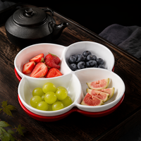 Assiettes en mélamine A5 de 8,5 pouces, incassables, écologiques, à 4 compartiments séparés, pour fruits et collations, idéales pour les fêtes - Vente en gros
