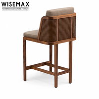 WISEMAX FURNITURE Mobilier moderne et minimaliste pour hôtels, tabouret de bar, bois de frêne, dossier en rotin, ensemble de chaises de salle à manger en cuir pour la maison