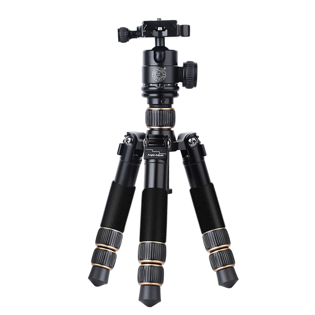 Q166C Carbon Fiber Small Tripod Ball Head Professional 8kg Load Mini Micro Laptop Tripod Camera 200mm Folded Table Tripod