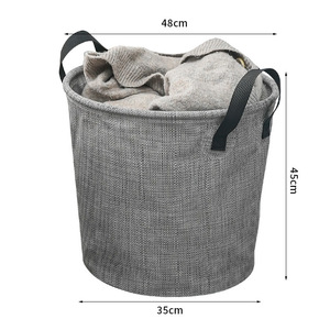 Panier à linge pliable rond en polyester, organisateur de vêtements pliable pour le rangement à la maison, jouets, vêtements - Product Image 5