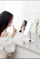 Lanson Miroir de maquillage lumineux LED à 360 degrés Miroir grossissant cosmétique pliant Miroir de courtoisie de maquillage intelligent LED à gradation