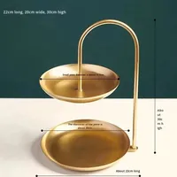 Stijlvolle luxe serviesgoed dubbelwandige metalen schaal voor snoep, fruit, dessert en hapjes, geschikt voor thuis of hotel, bruiloftdecoratie
