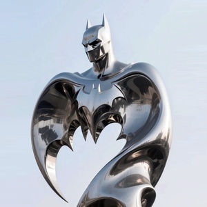 Scultura in Metallo di <span class=keywords><strong>Batman</strong></span> Personalizzata di Grandi Dimensioni per Esterni, Arte Moderna in Acciaio Inossidabile 304 Lucidato a Specchio - Product Image 1