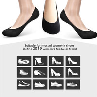 Chaussettes décontractées ultra fines pour femmes Chaussettes noires beiges invisibles antidérapantes unisexe