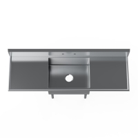 Évier commercial en acier inoxydable 304/430 à 1 compartiment, finition polie, résistant à la corrosion, épaisseur 1,2 mm, 24L18W14D, cuisine