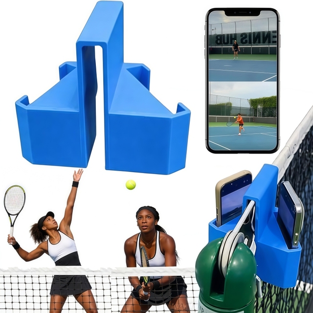 3D Printed Dual Perspective Tennis Net Phone Holder Courtside Mount for Training Analysis Live Streaming & Recording