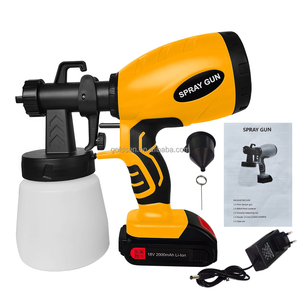 Kit de pulverizador de pintura inalámbrico eléctrico inalámbrico portátil de 18V, 2 uds., pistolas de pulverización de pintura de látex a base de agua alimentadas por batería, 800ml - Product Image 1