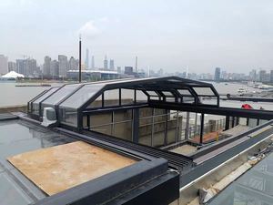 Venta directa de fábrica, cubierta de piscina de policarbonato retráctil moderna <span class=keywords><strong>para</strong></span> exteriores, recintos telescópicos - Product Image 3