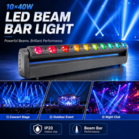 Barra de Luz LED RGBW de 10x40W 500W, Matriz de 2 Haces 230 con Inclinación, DMX512 RDM, 6 Modos, IP20, Ra95, Aluminio+Plástico, para Escenarios de Conciertos
