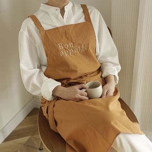 Moss Green Sleeveless Apron With Paris Embroidery Tie Front Vest Style For Kitchen Baking Daily Use - Product Image 3