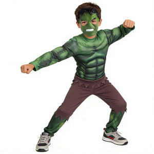 Disfraz de Hulk con músculos para niños, traje de cosplay para 8-13 años, traje para actuaciones en escenario de Halloween, traje para juegos de rol, material de poliéster - Product Image 1