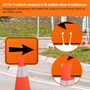 Panneaux de signalisation routière orange pour dérivation, cônes directionnels avec flèches <span class=keywords><strong>gauche</strong></span>/droite, haute visibilité, étanches, pour travaux extérieurs - Product Image 4