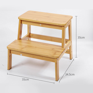 Taburete de Bambú de Doble Capa de 35 cm, Taburete Antideslizante para Baño y Inodoro para Niños - Product Image 1