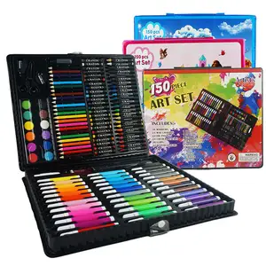 2024 New Item Art Products 150 Pcs Painting Tools Wooden Box Drawing Set For Kids School Arts Supplies