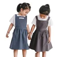 Avental de 100% algodão para crianças, avental ajustável de linho com pintura personalizada para meninas, crianças, adultos e crianças
