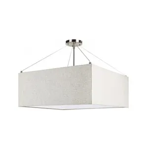 High Ceiling Home Hotel Brushed Nickel Finish 13 Watts Each Flax Linen Fabric Ceiling Light Hotel Ceiling Lamp
