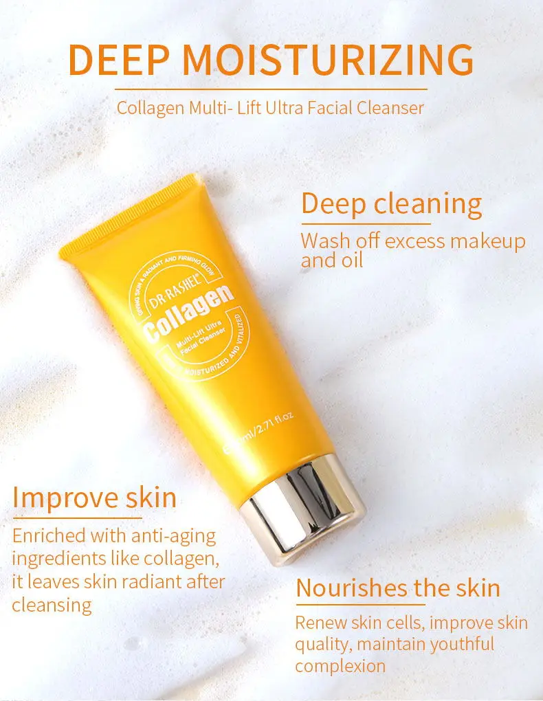 2022 New Coming DR RASHEL Collagen Multi-Lift Ultra Essence Facial Cleanser OEM 80ml Face Wash