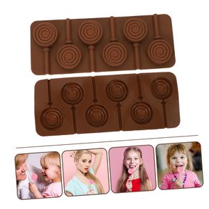6-Cavity DIY Round Spiral Swirl Shape 3D Silicone Lollipop Mold Candy Chocolate Gummy Fondant <b>Mould</b> Bakeware, Baking Tools Tray - Product Image 3