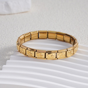 Heart Patterned Modular Bracelet Square Elastic Titanium Steel Unisex Jewelry - Product Image 4