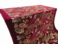 Robes de mariée en tissu velours rouge bordeaux 100 % polyester, écologiques, de haute qualité, avec dentelle à sequins, tissées, poids moyen, modèle 2026