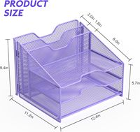 Organisateur de bureau pour dossiers et papiers avec 4 bacs à lettres et 2 sections verticales, accessoires de bureau, violet