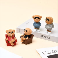 Ensemble de sculptures d'ours en résine, artisanat moderne unique, animaux mignons de dessin animé, ornement de bureau