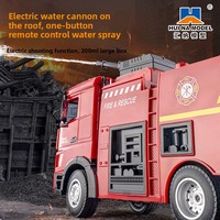 Huinuo 1:18 Camion de pompiers électrique télécommandé à neuf canaux 1362, type boîte, avec pulvérisation d'eau et grue en plastique, boîte d'origine