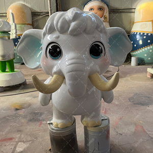 Cartoon <b>Elephant</b> Sculpture Fiberglass Floor Mount Outdoor Animal Figure <b>Decoration</b> - Product Image 3