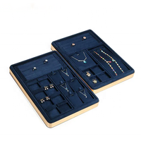 Accessoires de bijoux en métal bleu accessoires plateau d'affichage empilable collier anneau boucle d'oreille bijoux présentoir plateau de bijoux