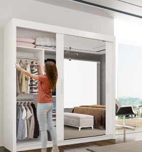 Armadio Moderno Autoportante con 2 e 3 Ante Scorrevoli a <span class=keywords><strong>Specchio</strong></span>, Costruzione in MDF per Camere da Letto - Trattamento Superficiale Opaco - Product Image 5