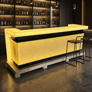 Banconi Cassa Illuminati a LED di Lusso per Night Club e <span class=keywords><strong>Bar</strong></span>, Bancone a U per Hotel, Cocktail <span class=keywords><strong>Bar</strong></span> con Piano in Corian - Product Image 2