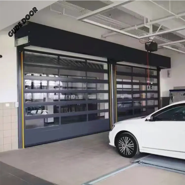 Industrial   Garage Full Perspective Electric Hanging Door minimalist design with decorative finish for workshops workspaces
