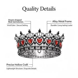 Nouvelle <span class=keywords><strong>Couronne</strong></span> Dorée Ronde Complète de Style Baroque Moderne de Luxe pour la Décoration de Mariage - Product Image 4