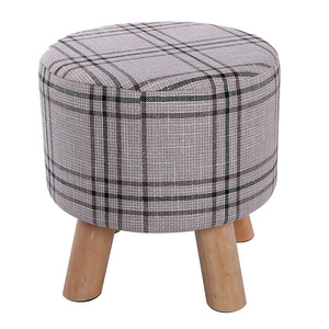 Creative <b>Round</b> Fabric <b>Stool</b> With Solid Wood Legs Removable Cover For Home Child Use 30x30cm Scandinavian Style Modern Design - Product Image 5