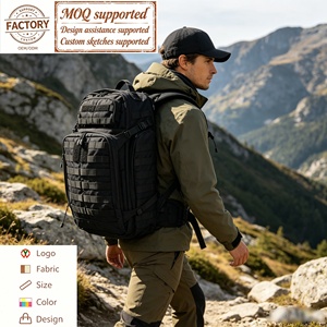 Sac à dos tactique de voyage avec compartiment pour ordinateur portable, système Molle, sac à dos tactique noir, léger, résistant, en tissu Oxford - Product Image 4