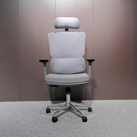 Chaise de bureau ergonomique à dossier haut en mesh avec accoudoirs 3D, appui-tête et soutien lombaire pour le bureau à domicile et l'étude