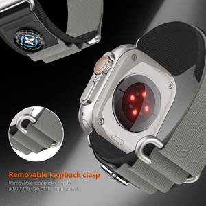 สายนาฬิกาไนลอนแบบมีเข็มขัดรัดสำหรับ Apple Watch 1-11 สายรัดแบบเวลโครสำหรับทุกเพศ สีดำ สีส้ม สีเทา สีน้ำเงิน สีเขียวทหาร - Product Image 3