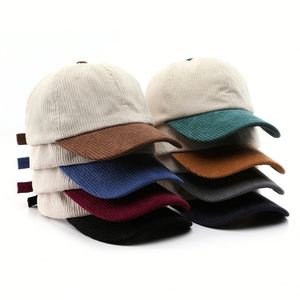 Casquette en velours côtelé vintage en gros, personnalisable avec logo brodé, 6 panneaux, unie, non structurée, style classique pour hommes et femmes - Product Image 1