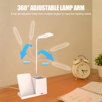 3in1 15W Support de lampe chargeur sans fil multifonctionnel Lampe de bureau LED à charge rapide avec porte-stylo pour iPhone Samsung Xiaomi