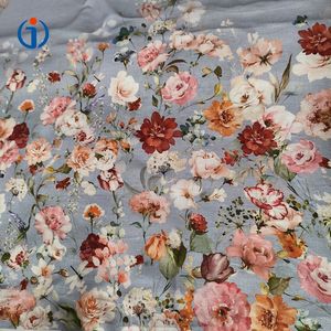 थोक में सांस लेने योग्य 100% शुद्ध सन लिनन प्रिंट प्रिंट कपड़े के लिए डिजिटल बुना हुआ सादे लिनन कपड़े - Product Image 5