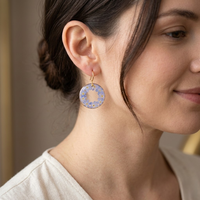 Anting Bunga Asli Buatan Tangan Resin Forget Me Not Model Bulat Anting Gantung Hipoalergenik Pengait Baja Tahan Karat Perhiasan