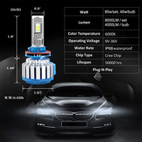 Kit de conversion de phares automobiles FT1 Turbo LED, ampoule de phare à faisceau haut et bas H16 H4 H1 9005 9006 881 avec puce C-ree pour voiture, camion, SUV